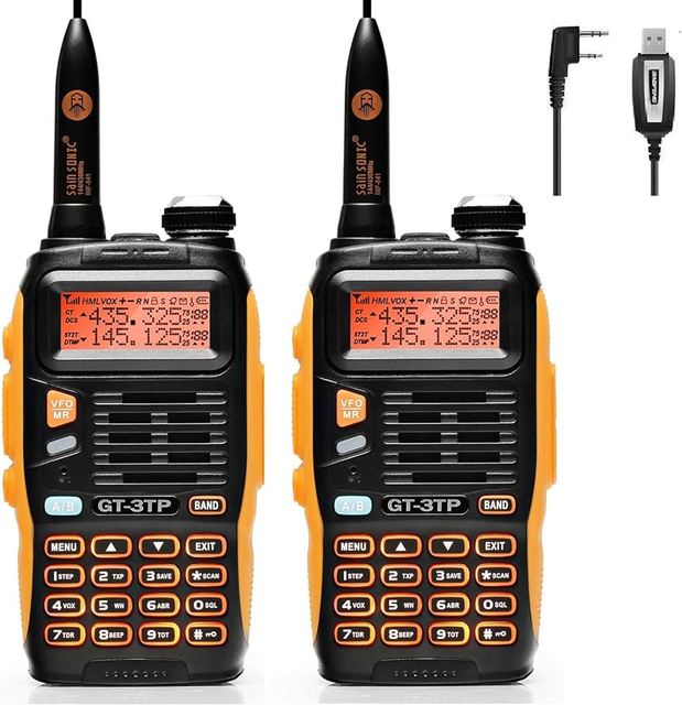 For GT-3TP Portable Two Way Radio VHF/UHF Keyboard LCD Screen 8W 23cm Gain Antenna IPX7 Waterproof 10km 1500-2000mAh Battery