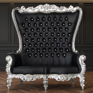 Hand Carved Midcentury Tufted Solid Wood Chair <b>Frame</b> with Fabric Cover for Living Room and Bedroom Furniture - Product Image 2