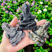 Décoration en obsidienne noire sculptée en forme de Ganesha, pierre précieuse naturelle de guérison, vente en gros