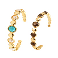 Pulsera de Turquesa con Baño de Oro de 24K y Acero Inoxidable 316, Joyería Bohemia de Moda para Mujer, Regalo para Diario, Fiesta o Aniversario