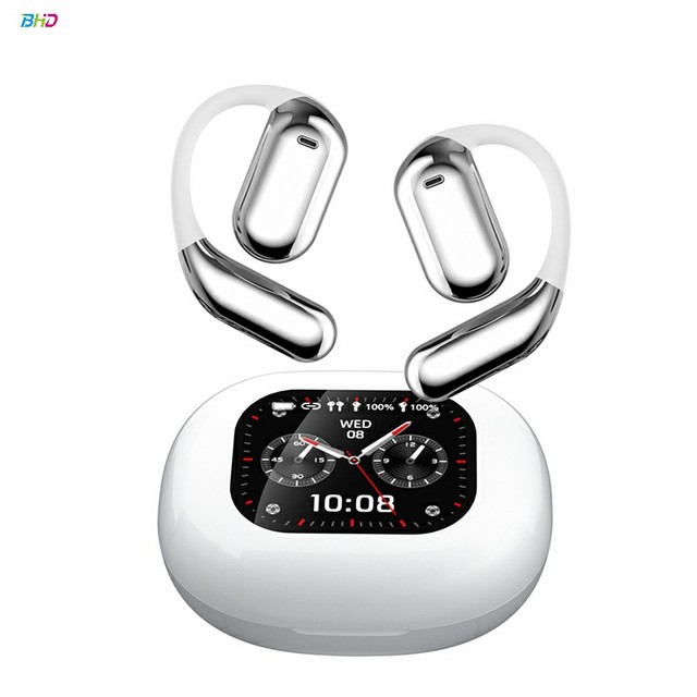 Ai Translator Earphones Bluetooth 5.4 OWS Sport Wireless Headphones Touch Digital Screen for Business Trip Customize Logo