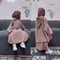 Nouvel Abaya Musulman Design Habib pour Enfants, Ensemble Robe à Capuche 2 Pièces, Haut et Jupe à Capuche Deux Pièces pour Enfants – Vente en Gros