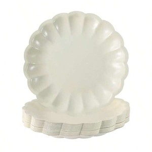 DAMAI - Fournitures pour fêtes d'enfants et mariages - Ensemble de vaisselle de fête - Assiettes en papier beige rondes jetables de 9 pouces avec dentelle beige - Product Image 5