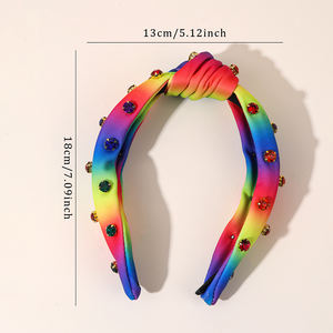 Cn बड़े कपड़े धनुष बंधन हेयरबैंड इंद्रधनुष ग्रेडिएंट हेडबैंड महिलाओं पूर्ण गैंडे बाल लूप सहायक - Product Image 3