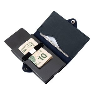 Portefeuille court en cuir véritable anti-vol avec blocage RFID, porte-cartes escamotable, vente en gros d'usine - Product Image 2