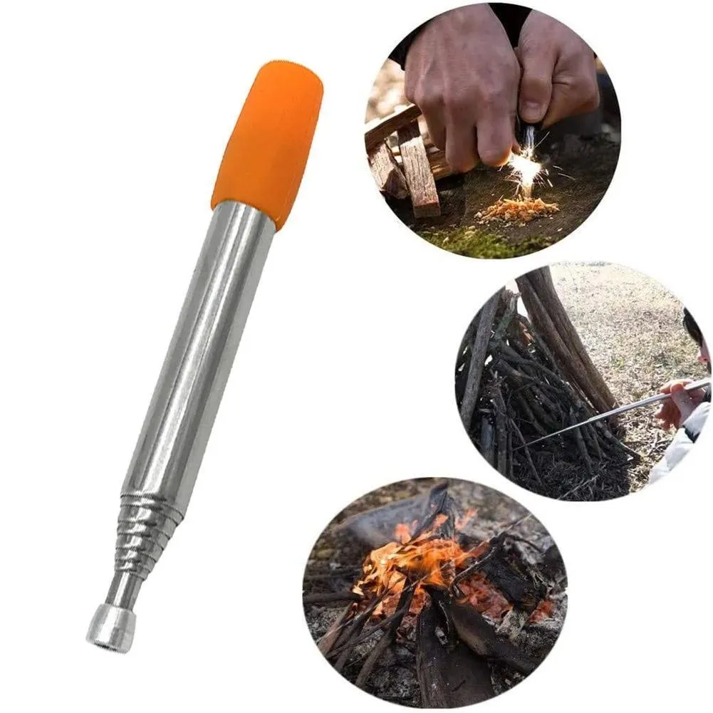 Outdoor Cooking Blow Fire Tube Portable Camping Fire Pipe Survival Tools Portable Fire Starter Tube Retractable Camping