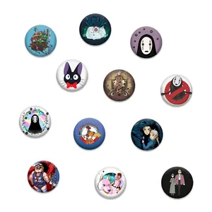 Wholesale blank metal tin tinplate pin 25mm 32mm 37mm 44mm 58mm 65mm cute anime promotional custom button badge with magnet