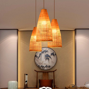 Lámpara colgante artesanal de bambú con forma de campana, bombilla LED E27 para sala de estar, dormitorio, estudio, comedor - Product Image 4