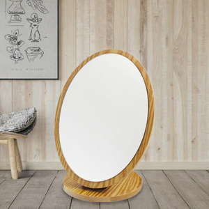 Square Round High-Definition Classic Wooden Makeup <b>Mirror</b>-<b>Desktop</b> Portable -Folding Travel-Friendly Bathroom <b>Mirror</b> - Product Image 3