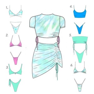 Sports Style Clashing <strong>Swimwear</strong> Manufacturer Women's Eco Friendly Bikini Custom Logo Bikini Shorts <strong>3</strong> <strong>Piece</strong> Set - Product Image 1