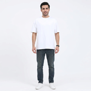 เสื้อยืดโอเวอร์ไซส์ทรงหลวม ไหล่ตก ผ้าคอตตอนถัก สไตล์สตรีทแวร์ สำหรับผู้ชาย - Product Image 1