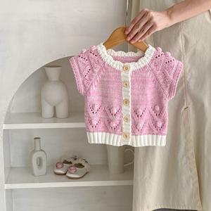 Gilet en coton 100% pour bébé, pull tricoté pour filles, vêtements en tricot pour nouveau-né - Product Image 5