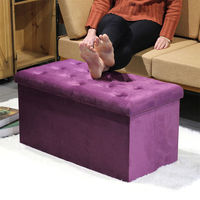 Banc de rangement en velours Bailey siège long tabouret pliable pouf peu encombrant à la maison avec grande capacité