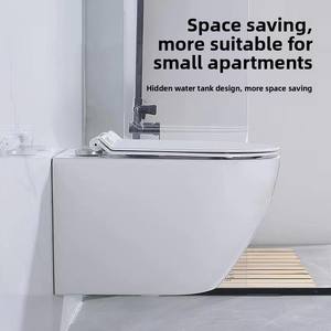 Alargado montado en la pared del hogar alemán moderno para espacios pequeños, tanque de agua oculto suspendido, salida integrada para uso en el baño - Product Image 4