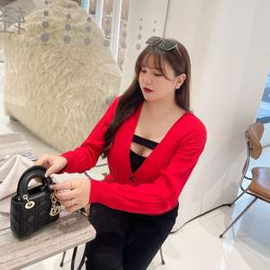 Cárdigan de punto para mujer Love Story, cuello en V, frente abierto, manga larga, antipilling, con etiqueta, diseño sencillo, prenda exterior - Product Image 2