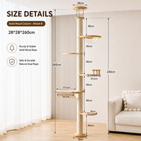PAIPET Arbre à chat du sol au plafond, Tour à chat en bois avec condo, Poteau à gratter en sisal, Hamac avec bol transparent, OEM, Personnalisé, Vente en gros