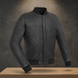 Chaqueta de Cuero Tipo Bomber Reversible para Hombre, Cierre con Cremallera Impermeable, Corte Regular, Grosor Estándar - Product Image 3