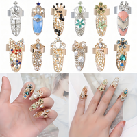 Vente chaude Réglable Ouvert Manucure Ensemble avec Couronne Strass Simple Joint Verre Nail Anneaux Populaire Bijoux De Mode