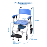 Chaise pliante en aluminium avec repose-pieds pour le transfert de patients sous la douche, chaise de toilette de luxe à roulettes pour personnes âgées