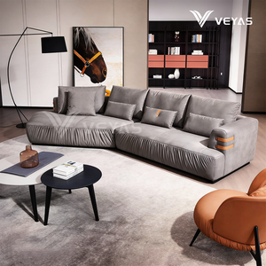 Soft Sherpa Fabric Upholstered L-Shape Sectional <b>Sofa</b> Set Custom Thick Fluffy Surface Offering Cozy Seating Removable Villa - Product Image 4