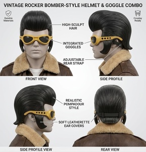 Divertida Máscara de Pompadour Retro de Estrella de Rock para Fanáticos del Fútbol 2026 con Gafas Protectoras para Fiestas y Cosplay - Product Image 2