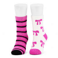 Chaussettes mi-mollet douces et moelleuses pour femme, motifs cœurs, pois et nœuds variés, chaudes et confortables pour l'hiver, vente en gros
