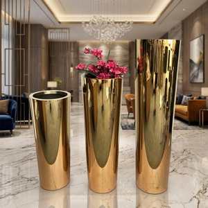 <span class=keywords><strong>Vase</strong></span> de sol moderne de luxe en acier inoxydable et jardinière décorative <span class=keywords><strong>XXL</strong></span>, <span class=keywords><strong>vase</strong></span> à fleurs en métal doré pour hôtel et décoration intérieure - Product Image 1