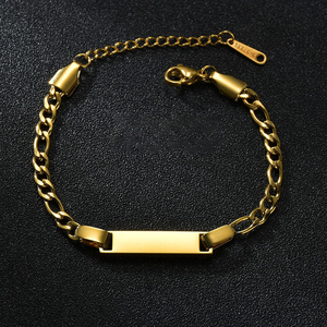 Gioielli per bambini fai da te bracciale con nome personalizzato in acciaio inossidabile placcato oro 18 carati con targhetta in metallo personalizzata - Product Image 4