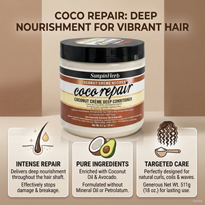 Après-shampoing capillaire naturel et biologique aux herbes, à la noix de coco, pour cheveux afros bouclés, réparateur, nourrissant, hydratant et anti-casse - Product Image 2
