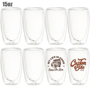 China Warehouse Rts8oz 12Oz 15Oz Pre-Drilled <b>Double</b> <b>Walled</b> Snow Globe Round Clear Glass Tumbler <b>Mugs</b> Cups for Sublimation - Product Image 3