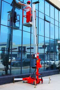 Plate-forme élévatrice en aluminium approuvée CE 12m électrique simple homme pousser autour de l'élévateur de mât vertical à vendre - Product Image 5