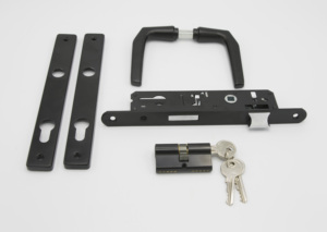 Ensemble de serrures de <span class=keywords><strong>porte</strong></span> modernes en PVC en acier noir et matériau ABS avec une distance centrale de 85mm, y compris serrure à mortaise et serrure à bouton - Product Image 2