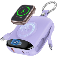 Porte-clés Power Bank 10000mAh avec câbles intégrés, charge rapide, écran LED pour iOS, Android, montre connectée, chargeur portable