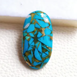 Incroyable Top Qualité Cuivre Turquoise Cabochon Unique Turquoise Gemstone Bijoux Forme Ovale 34X17X5mm Lâche Gemstone Big Lot - Product Image 4