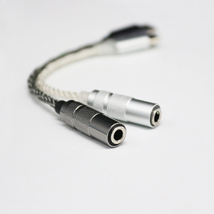 Cable adaptador de audio tipo C a 3,5 mm, trenzado, plateado, 13 cm, para accesorios de auriculares - Product Image 2