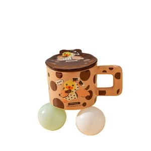 Puppee Little Yellow Duck Ceramic <b>Mug</b> With Lid Cartoon Design For Office Use Single Cup Gift <b>Set</b> - Product Image 4