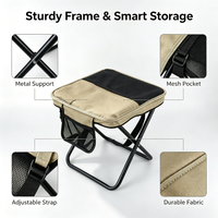 Tabouret de camping portable robuste en tissu Oxford, chaise pliante avec sangle d'épaule et pochette de transport zippée pour la pêche et le barbecue