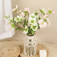 Fleurs artificielles de luxe en soie, 5 têtes, bleu clair, Hellebore, Rose de Noël, pour studio photo, toile de fond de mariage, décoration de vase