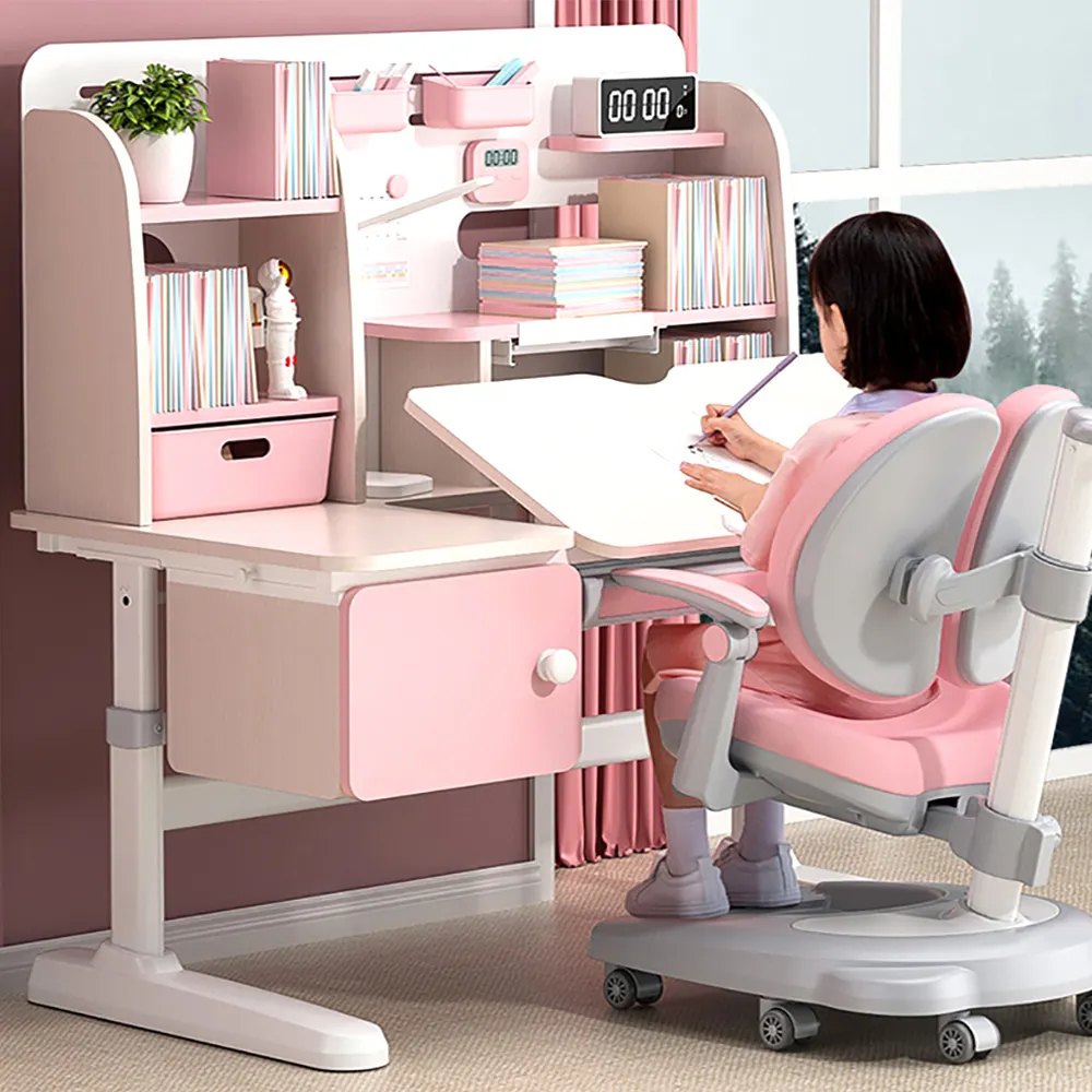 TS pas cher bois hauteur réglable étudiant bureau ensemble ergonomique en bois enfants table d'étude et chaise pour enfants