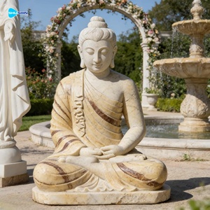 प्राकृतिक पत्थर की उच्च गुणवत्ता वाला बुद्ध बैठा सफेद पत्थर की संगमरमर की मूर्ति - Product Image 1