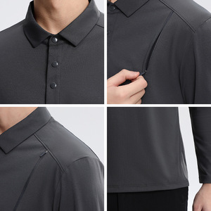 JAC22 B1027 <span class=keywords><strong>Polo</strong></span> Sportiva da <span class=keywords><strong>Uomo</strong></span> Traspirante ad Asciugatura Rapida a Maniche Lunghe, Semplice e Comoda con Colletto Rovesciato - Product Image 4