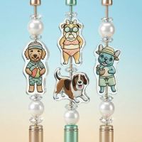Collection Perles Acryliques Thème Chien de Plage Estivale pour la Création de Stylos Perlés et de Porte-clés DIY
