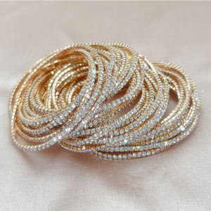 Pulsera DE TENIS exquisita de color al por mayor pulsera de tenis elástica de cobre chapada en oro con diamantes de imitación para niñas - Product Image 1