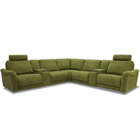 Canapé modulaire inclinable motorisé de designer avec console multifonctionnelle et appuie-têtes motorisés, sectionnel en tissu premium