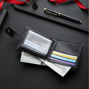 กระเป๋าสตางค์สั้นผู้ชาย หนัง PU วินเทจ แบบพับสองตอน มีช่องใส่เหรียญแบบซิป ช่องใส่บัตรหลายช่อง ใส่บัตรเครดิตสำหรับธุรกิจ - Product Image 2