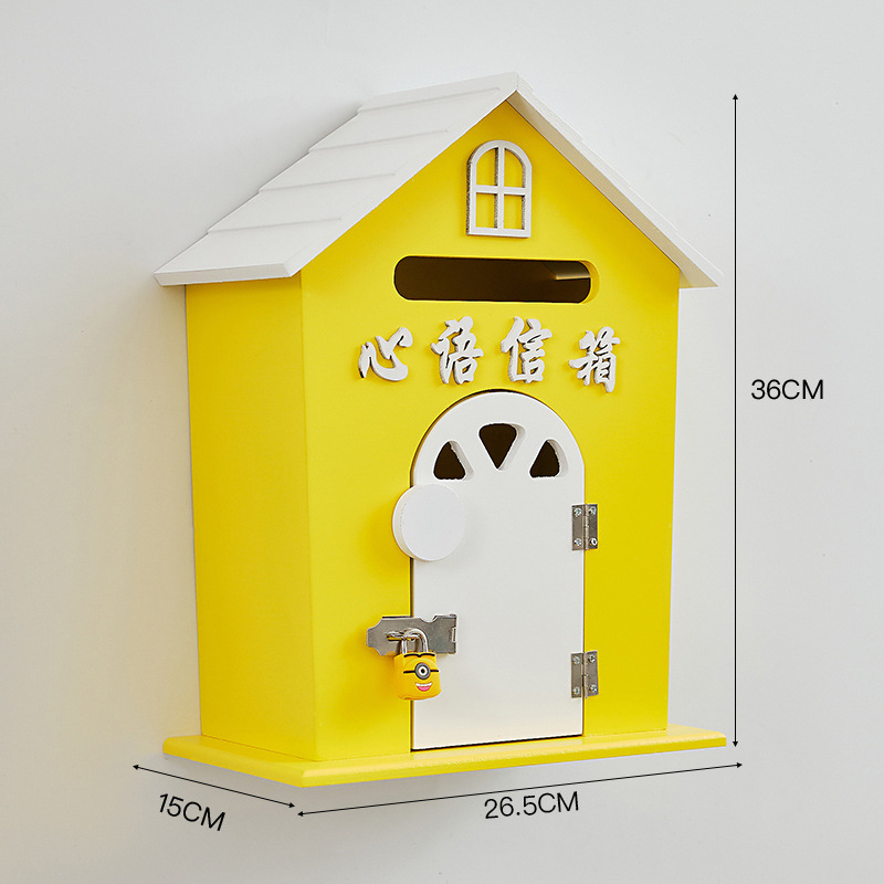 New large yellow whispered message mailbox with lock