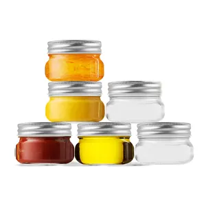 Reihey-Bocaux de stockage en verre transparent de 250ml avec couvercles hermétiques pour confiture de yaourt