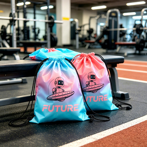 Sacs à cordon personnalisés avec logo imprimé par transfert thermique, sacs à cordon de sport pour le football et la gym, grand sac à cordon en ripstop pour chaussures - Product Image 1