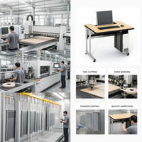 Bureau informatique avec support CPU suspendu, panneau de modestie en acier, 800x600x750mm, robuste, pour projets gouvernementaux et scolaires