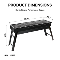 Barbecue portable pliable en métal électroplaqué pour camping extérieur avec dispositif de sécurité anti-flamme